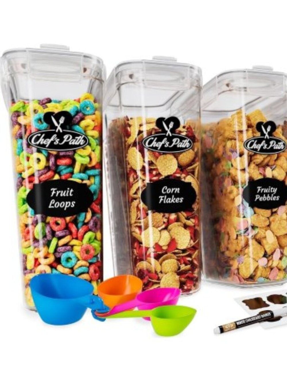 Chefs Path Cereal Storage Containers 4 Piece BPA Free Pantry Organization Set
